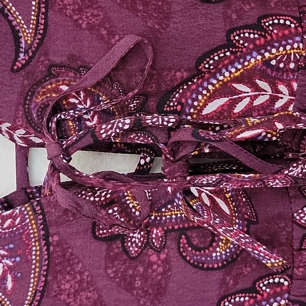 Forever 21 Wine Colored Paisley Print Mini Dress Or Tunic Top Junior S - Picture 6 of 16